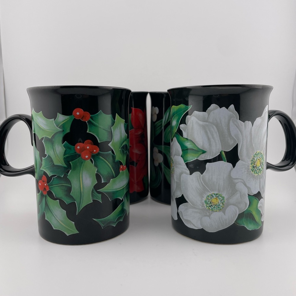 Yuletide Mugs Pattern Designs by Caroline Bessey by Dunoon Stoneware Set of Four
